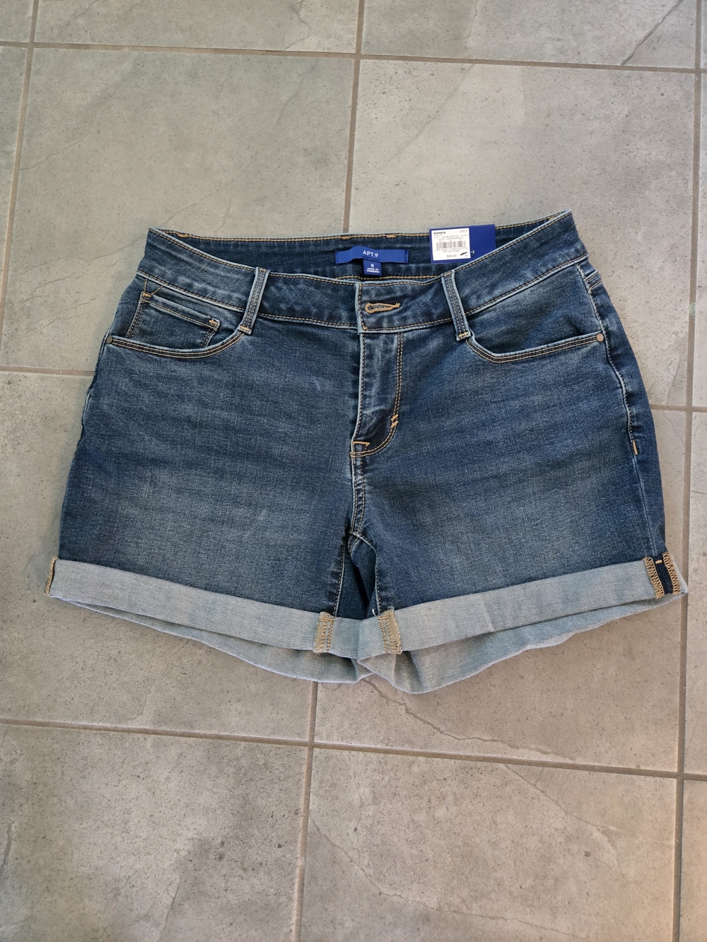 Apt. 9 Mid-Rise Rolled Hem Denim Shorts - Blue